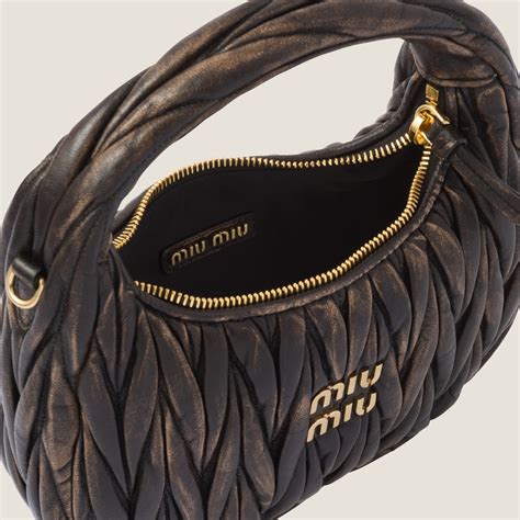 miu miu large hobo shoulder bag|Leather hobo bag Sand beige .